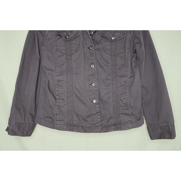 Chico's Denim Jean Trucker Jacket Embellished w/ Rhinestones Women's Size Large - Picture 3 of 6